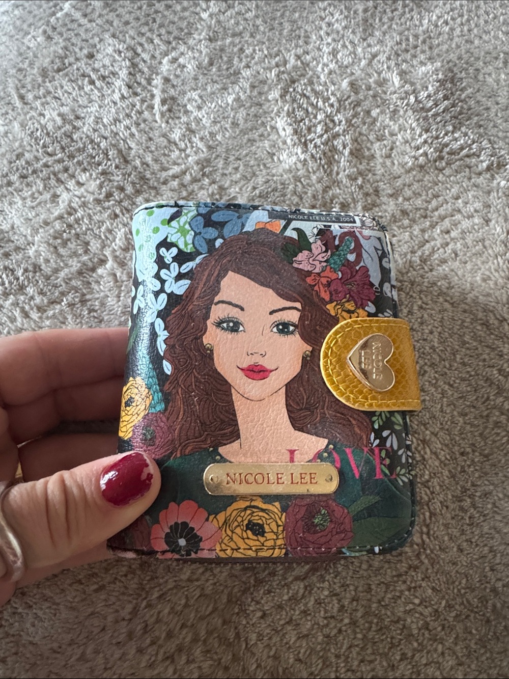 Nicole Lee Illustrated Floral Woman Wallet - Gold Snap